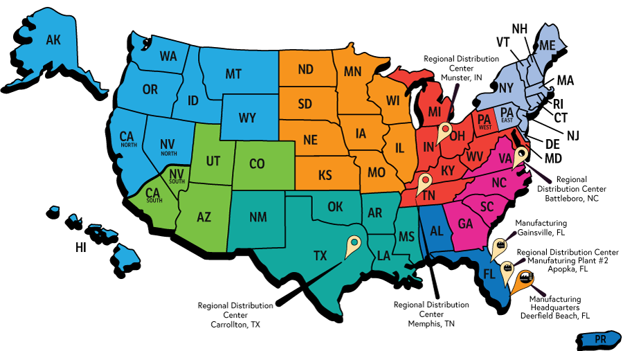 5 distribution centers